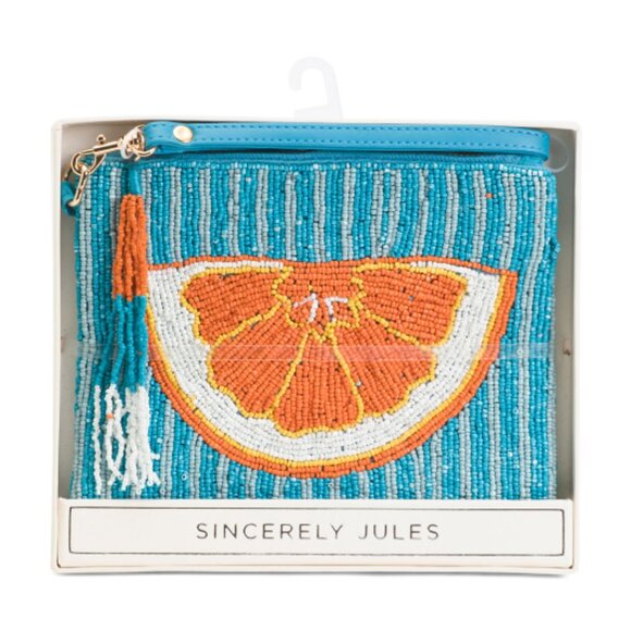 Sincerly Jules Handbags - SINCERELY JULES Orange Citrus Beaded Wristlet Pouch - VIRAL TIKTOK - NIB